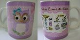 Bolo na Caneca de Aniversario Corujinha lilás